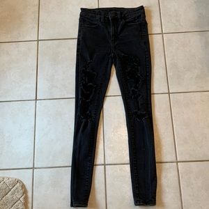 American Eagle Black Ripped Skinny Jeans Size 2